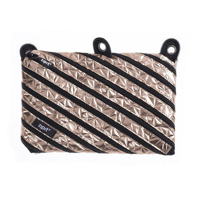 ZIPIT Metallic 3 Ring Pouch Bronze Crackle 
