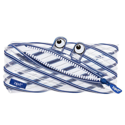 ZIPIT Clear Monster Pouch Transparent Navy Zipper 